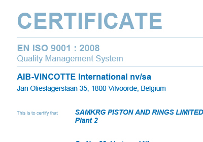 EN ISO 9001:2008 Quality Management Certificate